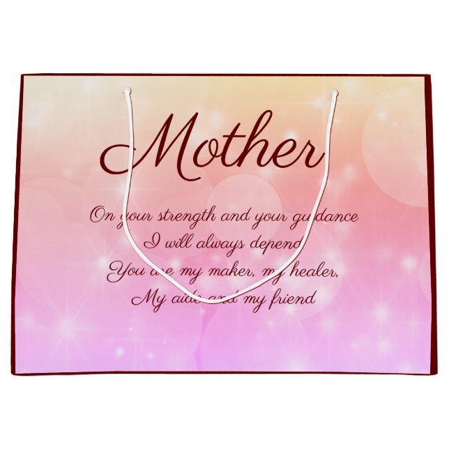 Sac cadeau personnalisé mère avec joli poème (Devant)