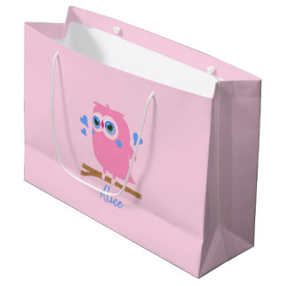 Sac cadeau personnalisé PInk Owl