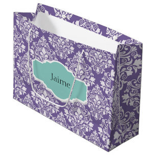 Sac cadeau personnalisé pourpre Damask