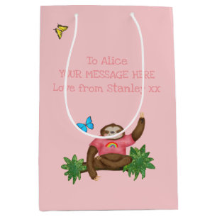 Sac cadeau personnalisé Stanley Sloth rose