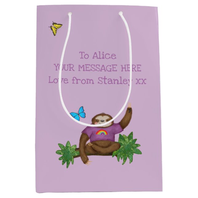 Sac cadeau personnalisé Stanley Sloth violet (Devant)