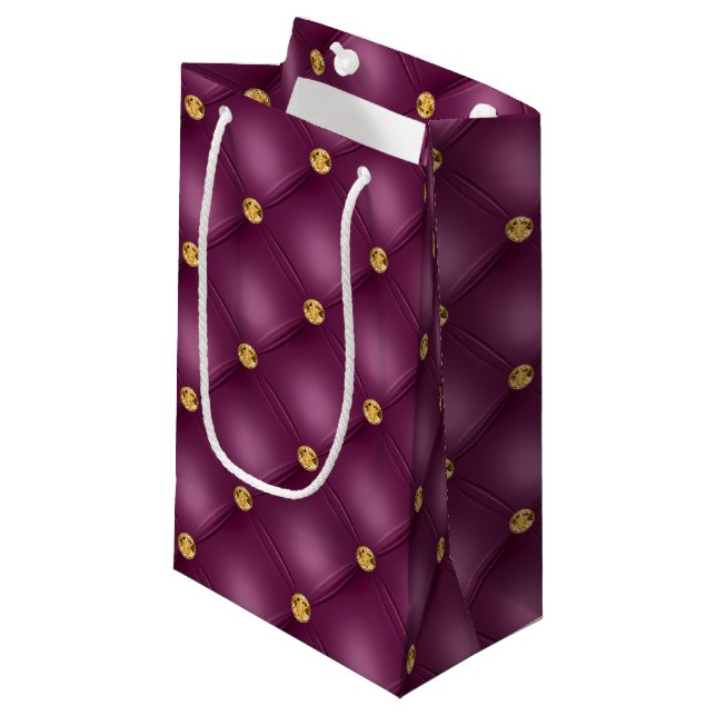 Sac cadeau petit en velours bouclé rose et or (Devant Angle)