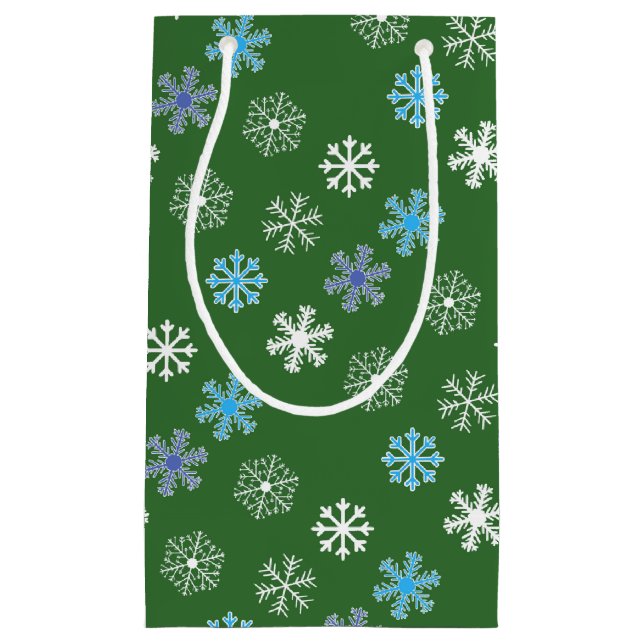 Sac cadeau petit flocon de neige vert (Devant)
