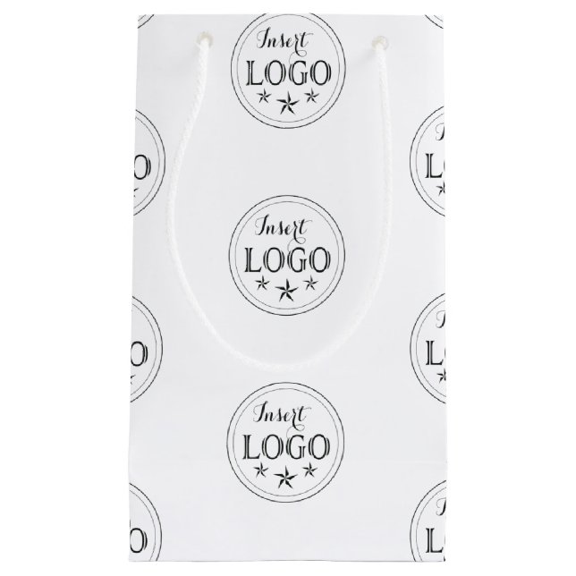 Sac cadeau petit format blanc classique avec logo  (Devant)
