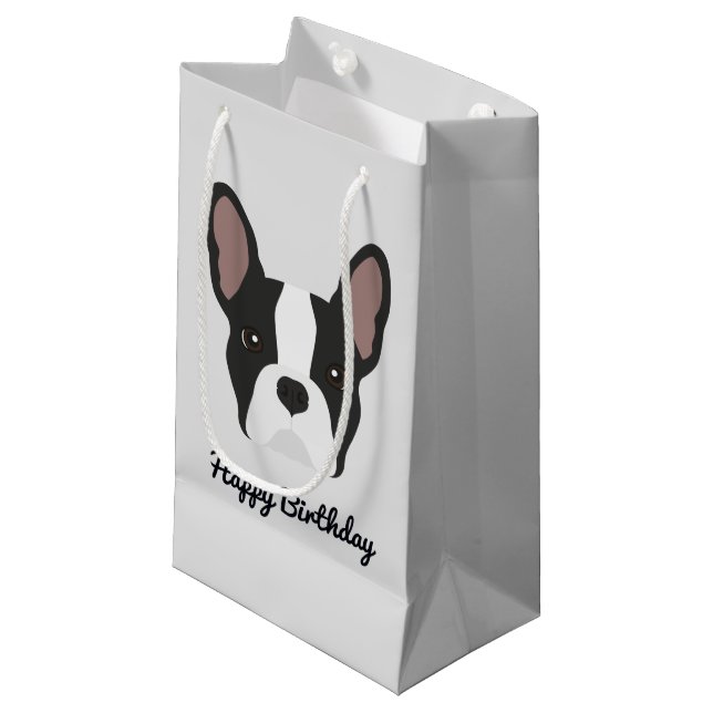 Sac Cadeau Petit sac-cadeau pour chien-taureau français noir  (Devant Angle)