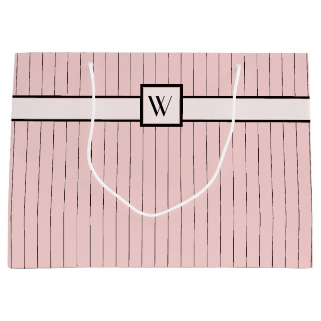 Sac cadeau Pink avec Black Pinstripes (Devant)