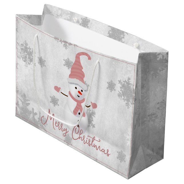 Sac cadeau Pink Cute Snowman (Devant Angle)
