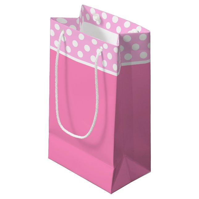 Sac cadeau Pois rose (Devant Angle)