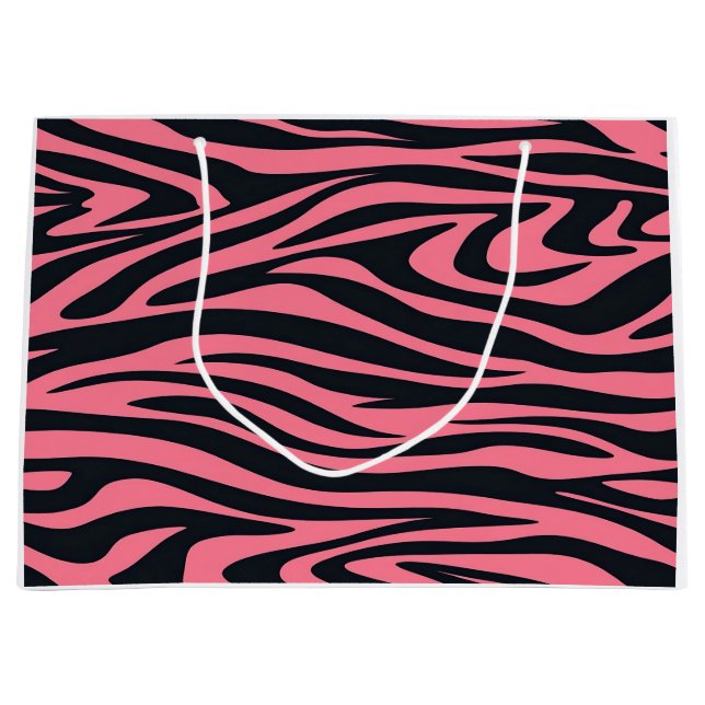 Sac cadeau Poster de animal rose et noir Zebra (Devant)