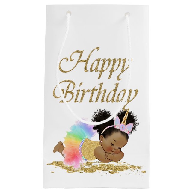 Sac cadeau pour bébé afro-américain Unicorn (Devant)