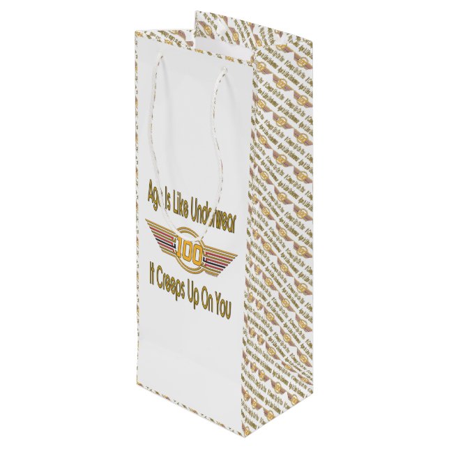 Sac Cadeau Pour Bouteille 100th cadeaux d'anniversaire drôles. L'âge est (Dos Angle)