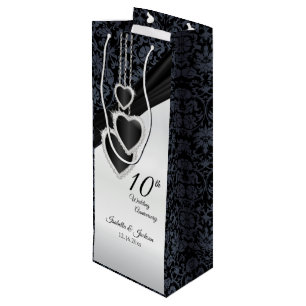 Sac Cadeau Pour Bouteille 10e anniversaire du Mariage Onyx - Vin