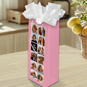 Sac Cadeau Pour Bouteille 11 Collage de photos - Grille minimale avec texte