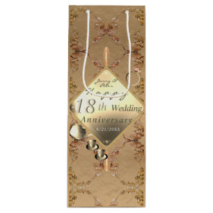 Sac Cadeau Pour Bouteille 18e anniversaire de Mariage Porcelain oeil de chat