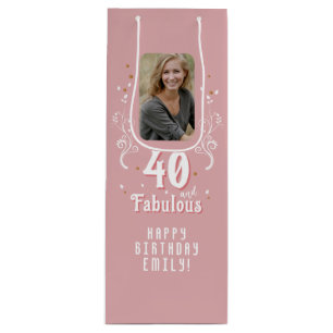 Sac Cadeau Pour Bouteille 40 et Fabulous Foliage rose photo 40e anniversaire