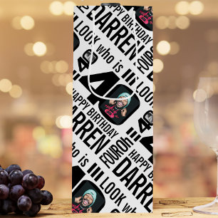 Sac Cadeau Pour Bouteille 40e anniversaire noir look 40 nom photo personnali