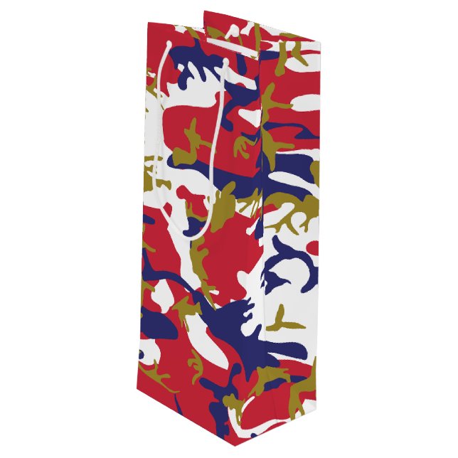 Sac Cadeau Pour Bouteille 4 juillet, Jour de l'Indépendance, Or de camouflag (Dos Angle)