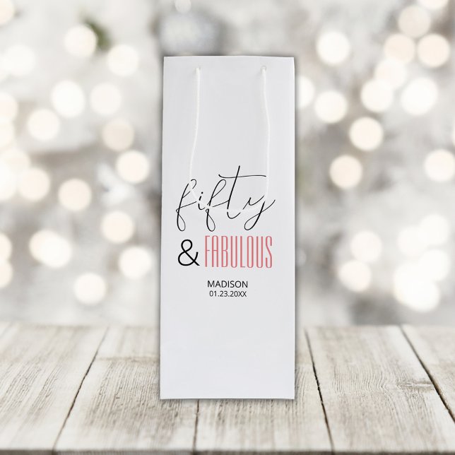Sac Cadeau Pour Bouteille 50 et fabuleux Custom 50e Anniversaire Script mode (Créateur téléchargé)