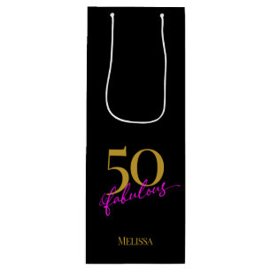 Sac Cadeau Pour Bouteille 50 et Fabulous Black Gold Rose