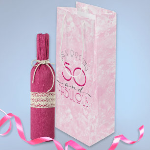 Sac Cadeau Pour Bouteille 50 et Fabulous Pink Retro Typographie Vintage