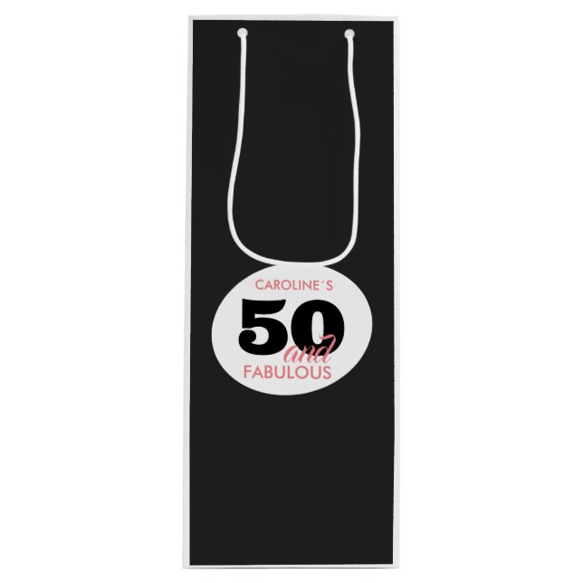 Sac Cadeau Pour Bouteille 50e anniversaire 50 et fabuleux (Devant)