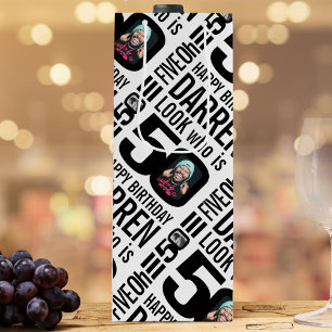 Sac Cadeau Pour Bouteille 50e anniversaire noir look 50 nom photo personnali