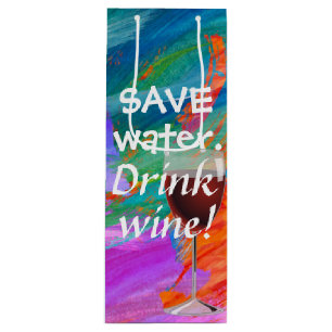 Sac Cadeau Pour Bouteille Abrégé sur aquarelle avec le verre de vin
