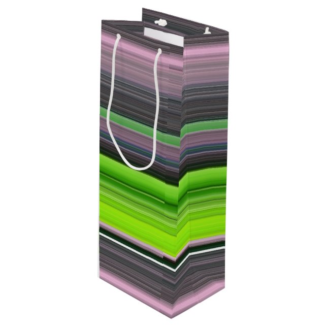 Sac Cadeau Pour Bouteille Abstract #1: Lime and grey (Devant Angle)
