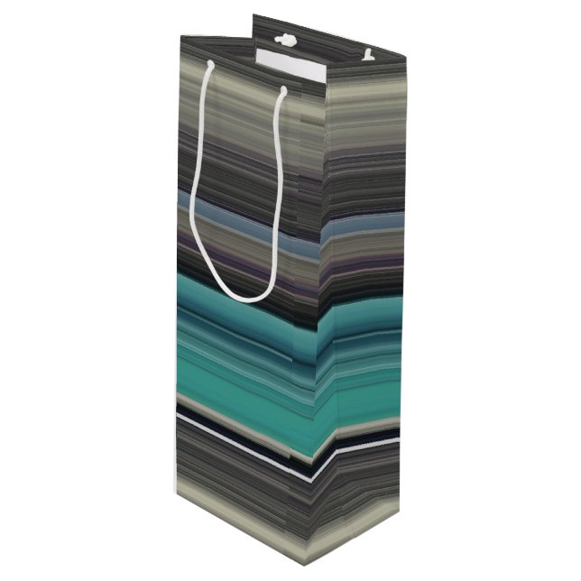 Sac Cadeau Pour Bouteille Abstract #1: Teal and grey (Devant Angle)