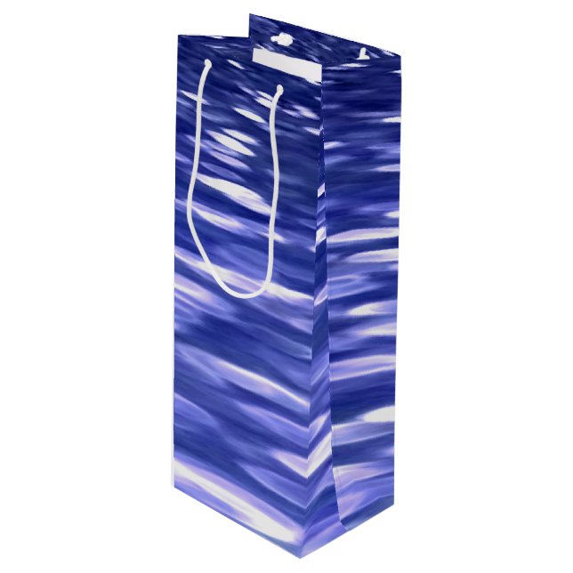 Sac Cadeau Pour Bouteille Abstrait #3 : Bleu shimmer (Devant Angle)