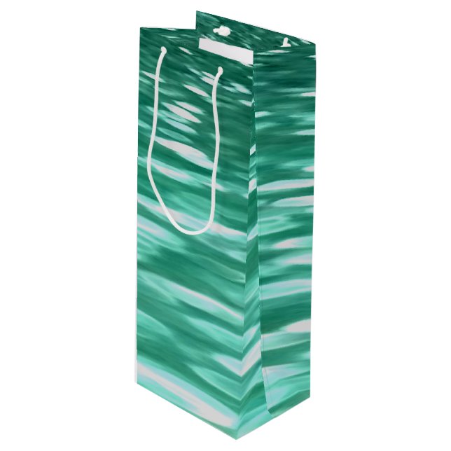Sac Cadeau Pour Bouteille Abstrait #3 : Shimmer vert (Devant Angle)