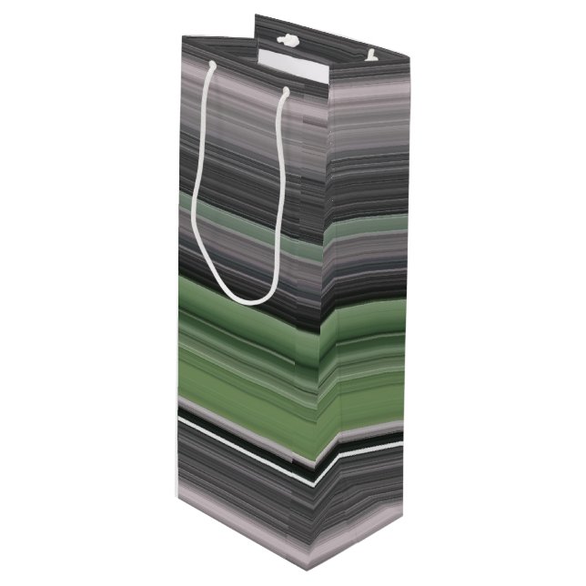 Sac Cadeau Pour Bouteille Abstrait n° 1 : vert olive et gris (Devant Angle)
