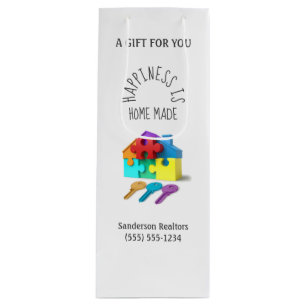 Sac Cadeau Pour Bouteille Ajouter Votre Logo Clés Immobilier Maison 