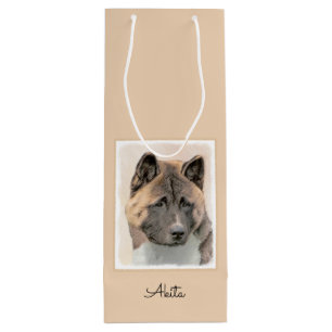 Sac Cadeau Pour Bouteille Akita Peinture - Cute Original Chien Art