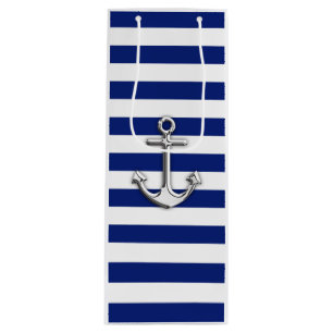 Sac Cadeau Pour Bouteille Ancre argentée classique