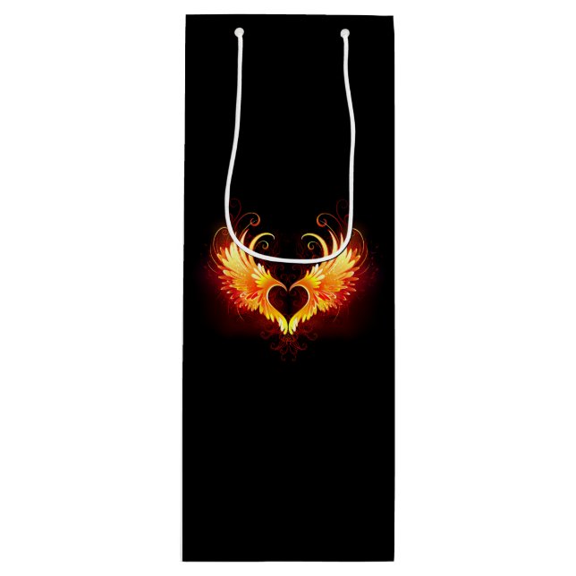 Sac Cadeau Pour Bouteille Angel Fire Heart with Wings (Devant)