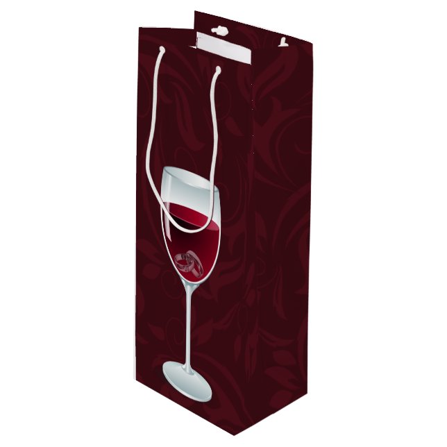 Sac Cadeau Pour Bouteille Anneaux en verre de vin Mariage (Devant Angle)
