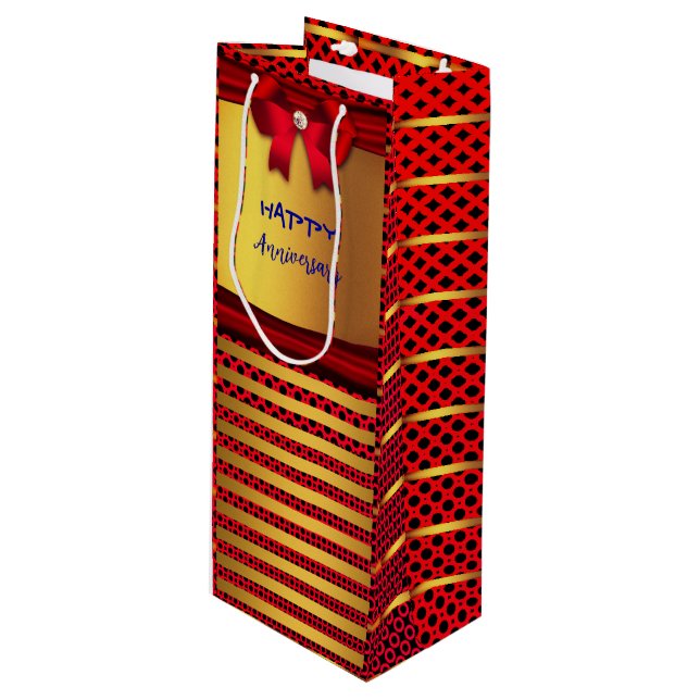 Sac Cadeau Pour Bouteille Anniversaire, date de naissance & plus (Devant Angle)