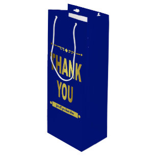 Sac Cadeau Pour Bouteille Appréciation du Merci Typographie de l'or bleu