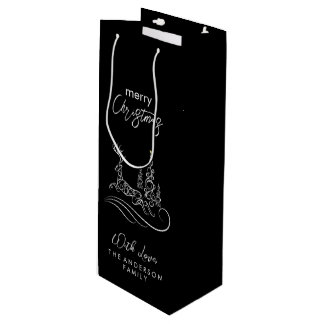 Sac Cadeau Pour Bouteille Arbre de Noël et Renne Élégants et Modernes Joyeux