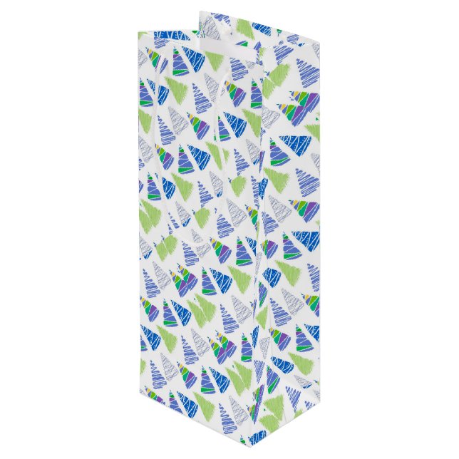 Sac Cadeau Pour Bouteille Arbres de Noël (Dos Angle)