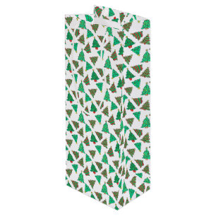 Sac Cadeau Pour Bouteille Arbres de Noël décorés