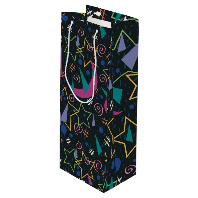Sac Cadeau Pour Bouteille Arcade Galactique des 90 (Devant Angle)