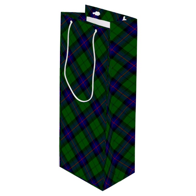 Sac Cadeau Pour Bouteille Armstrong tartan bleu et vert plaid (Devant Angle)