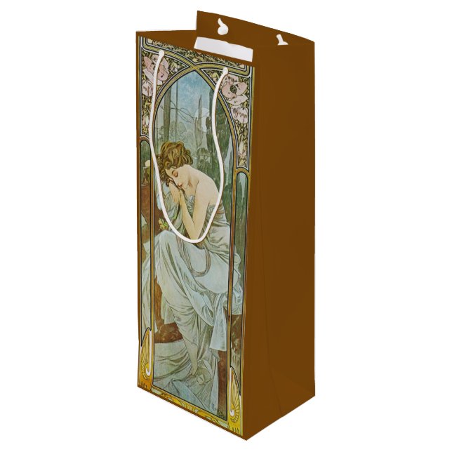 Sac Cadeau Pour Bouteille Art Nouveau Mucha Lady Dormir nuit de repos (Dos Angle)