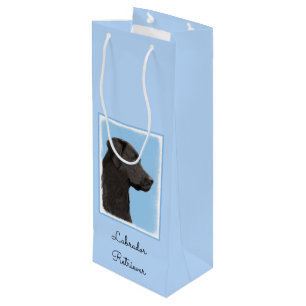 Sac Cadeau Pour Bouteille Art original de chien de peintre noir de Labrador 
