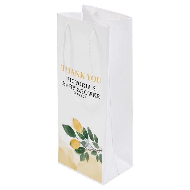Sac Cadeau Pour Bouteille Baby-Shower au Citron (Dos Angle)