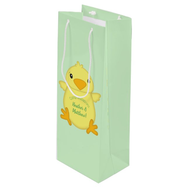 Sac Cadeau Pour Bouteille Baby shower blanc vert (Devant Angle)