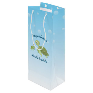 Sac Cadeau Pour Bouteille Baby shower de la tortue de mer Co-Ed Genre neutre