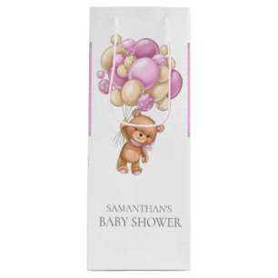 Sac Cadeau Pour Bouteille Baby shower Teddy Bearly Wait